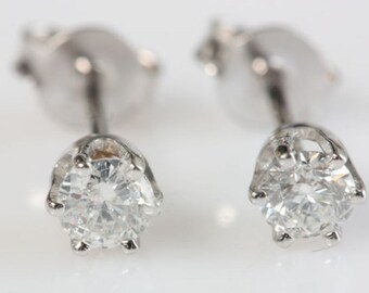 Diamond Gold Earrings-14K White Gold Earrings-Stud Earrings-girls earrings-Baby earrings-For him-Anniversary gift-Graduation gift-For her