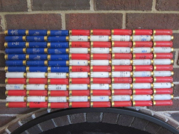 Shotgun Shell American Flag 22 x 10.5" Patriotic Wall Decor