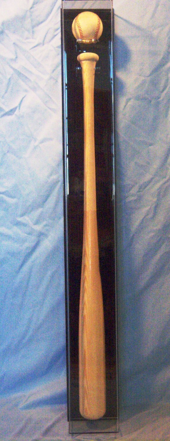 Baseball bat display case Vertical Wall Mount w/ single ball