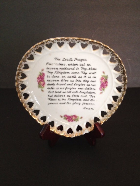 Porcelain Plate The Lords Prayer Religious by AmericanThrift7