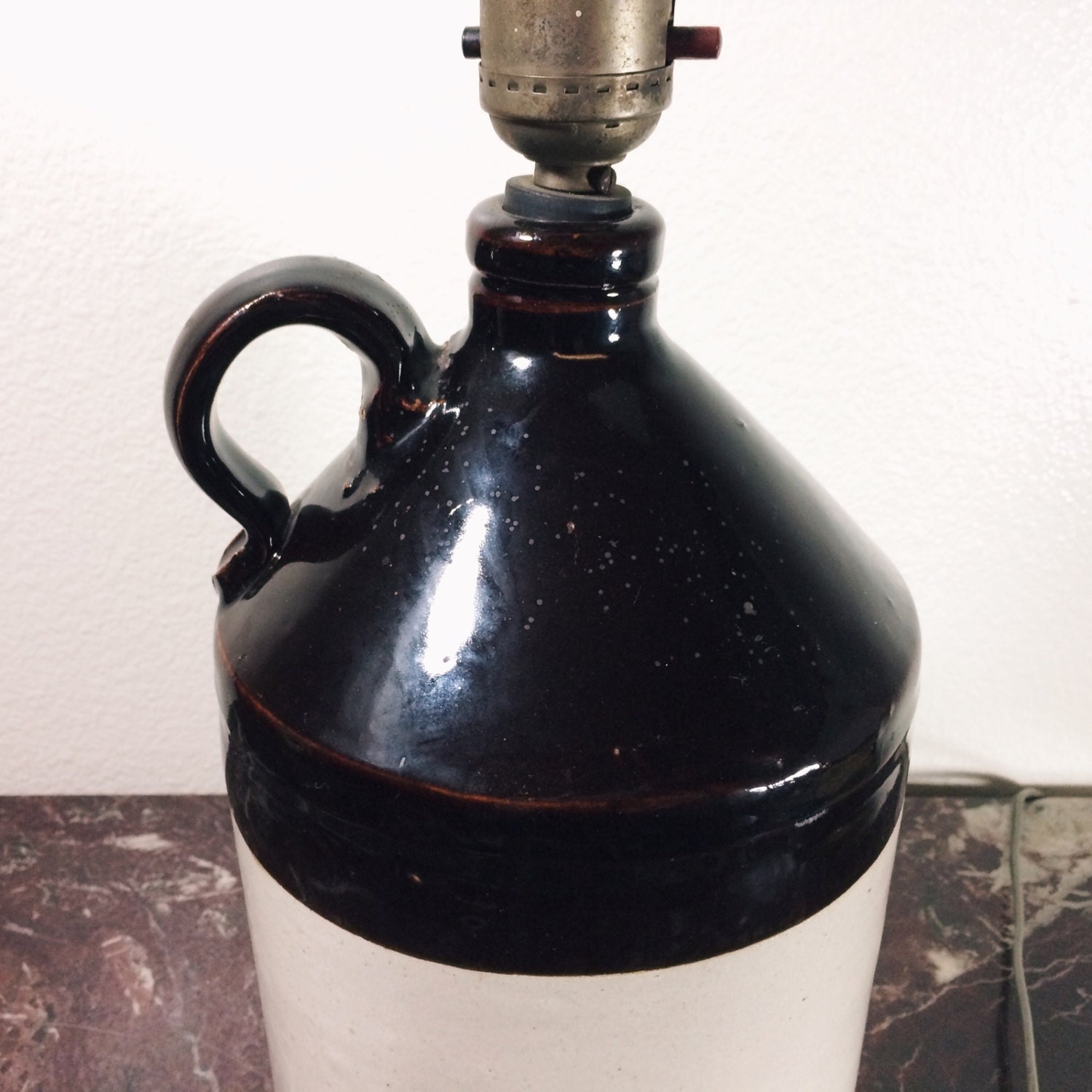 Vintage Stoneware Crock Jug Lamp 14 Tall by PrimaTreasures on Etsy