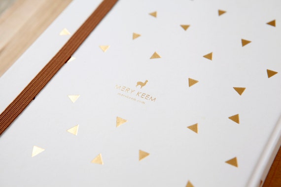Monthly Planner  white  Triangle Gold Foil Journal