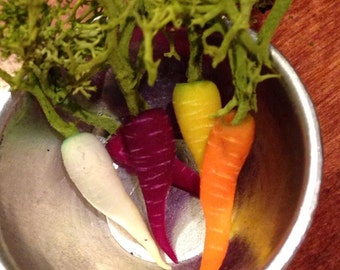 Dollhouse Miniature Food - Miniature polymer clay heirloom carrots