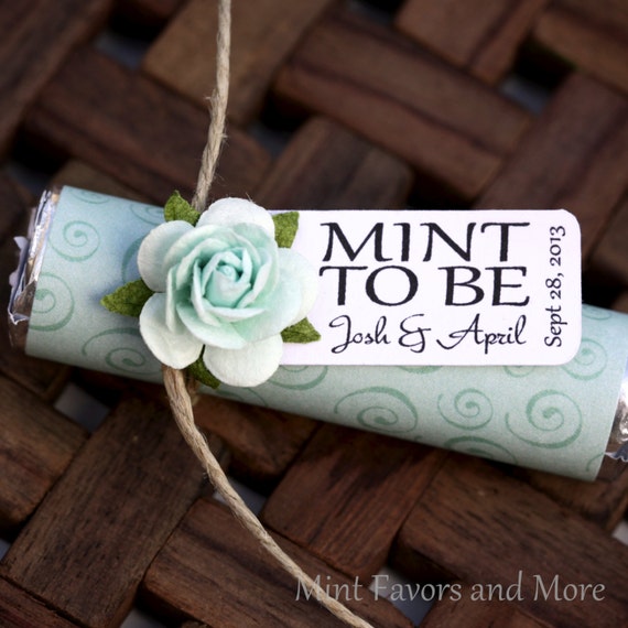 Items similar to Mint Wedding Favors with Personalized "Mint to be" tag