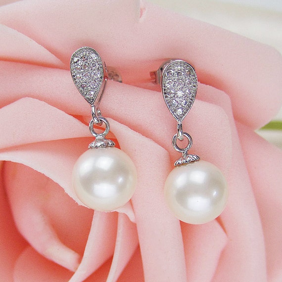 Bridal Pearl Earringswedding Pearl Earringsfreshwater By Pearlonly 6257