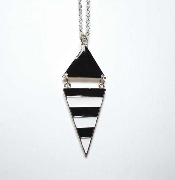 Black / White Necklace - Triangular / Costume