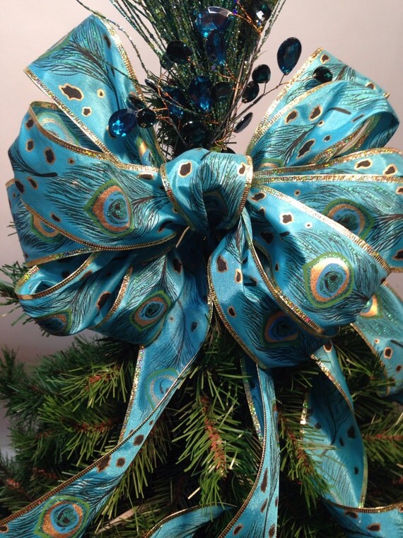 Grand Peacock Tree Topper Christmas Holiday Shabby Victorian