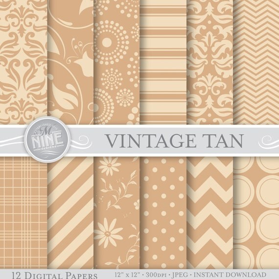 Items similar to VINTAGE TAN Patterns 12" x 12" Digital Paper Pack ...