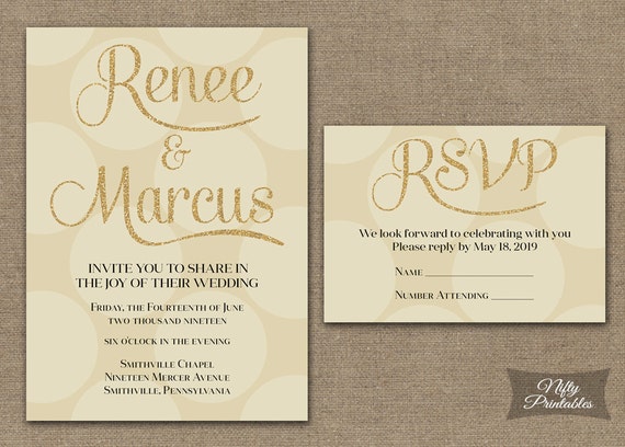 Cream And Gold Wedding Invitations 9