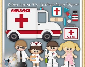 Cute Boys Nurse and Doctor clipart Career clipart Doctor