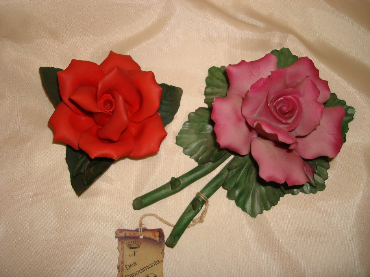 Genuine vintage 1960's DEA Capodimonte Porcelain RoseS