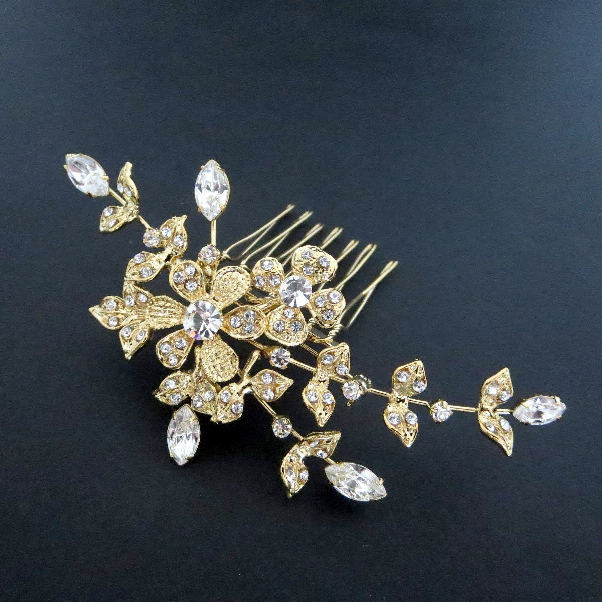 Bridal hair comb Wedding hair comb Bridal hair clip Gold