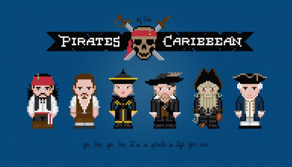 Pirates of the Caribbean Movie Characters - Digital PDF Cross Stitch Pattern