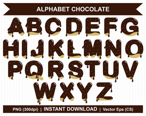 Items similar to Alphabet Letters - CHOCOLATE (abc) - Digital Clipart ...