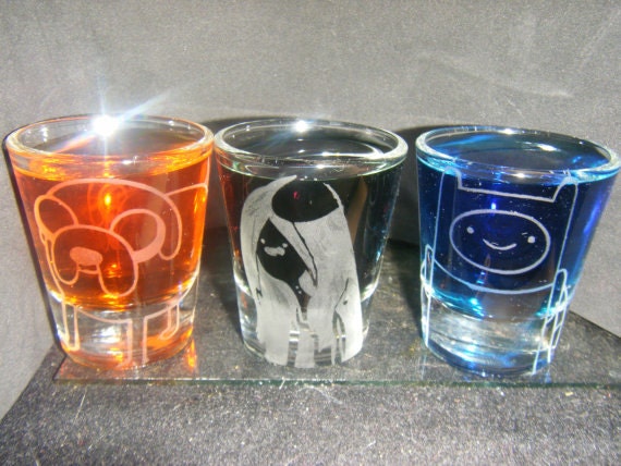 Adventure Time etched shot glass set of 3 fan art