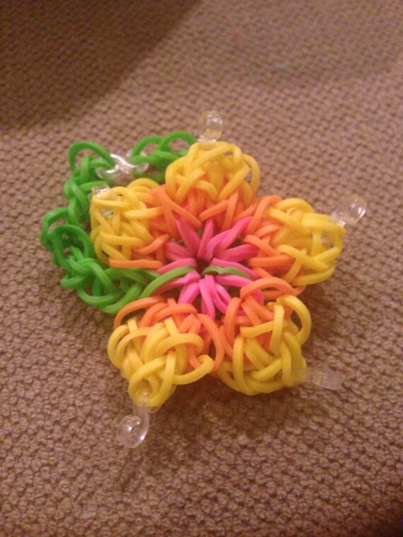 Items similar to Rainbow Loom Hibiscus Flower (Yellow) on Etsy