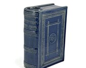 Pottery Book Flask Robert Burns Coming Thro the Rye 19th Century Cobalt Blue