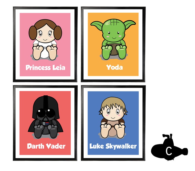 Star Wars Baby Print Set Star Wars Nursery Set Nursery Art