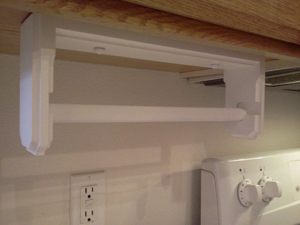 Solid pine paper towel holder wall or under cabinet in white