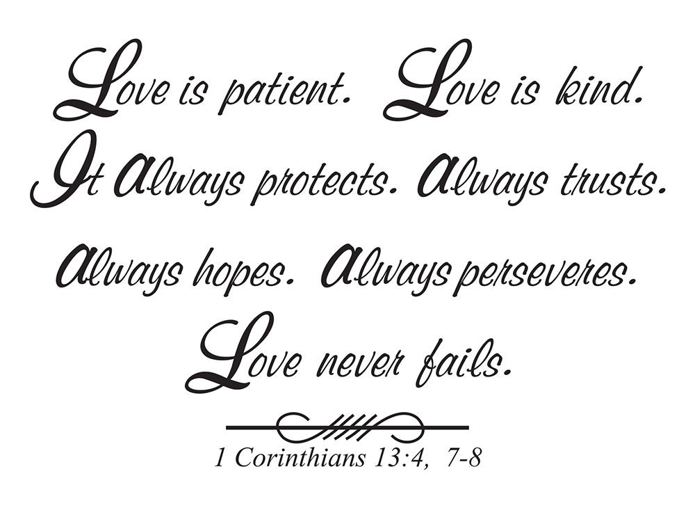 Love is patient. Love is kind. It always protects. Always