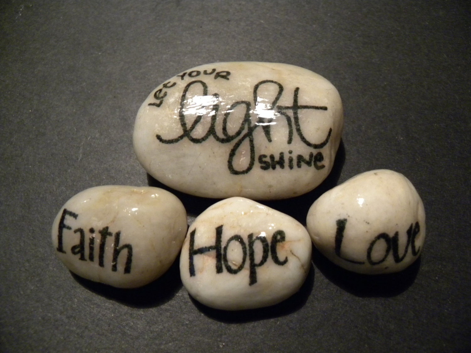 Inspirational Christian Word Stones faith hope love let your