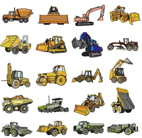 Heavy Equipment Embroidery Machine Designs Instant Download