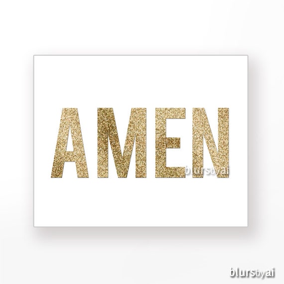 Items similar to AMEN printable - gold glitter amen quote print, amen ...