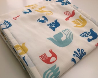 Burp Cloths - Modern Baby Burp Cloths - Birds Burp Cloths - Organic Burp Cloths - Set of 2 Burp Cloths - New Baby Gift - Baby Shower Gift