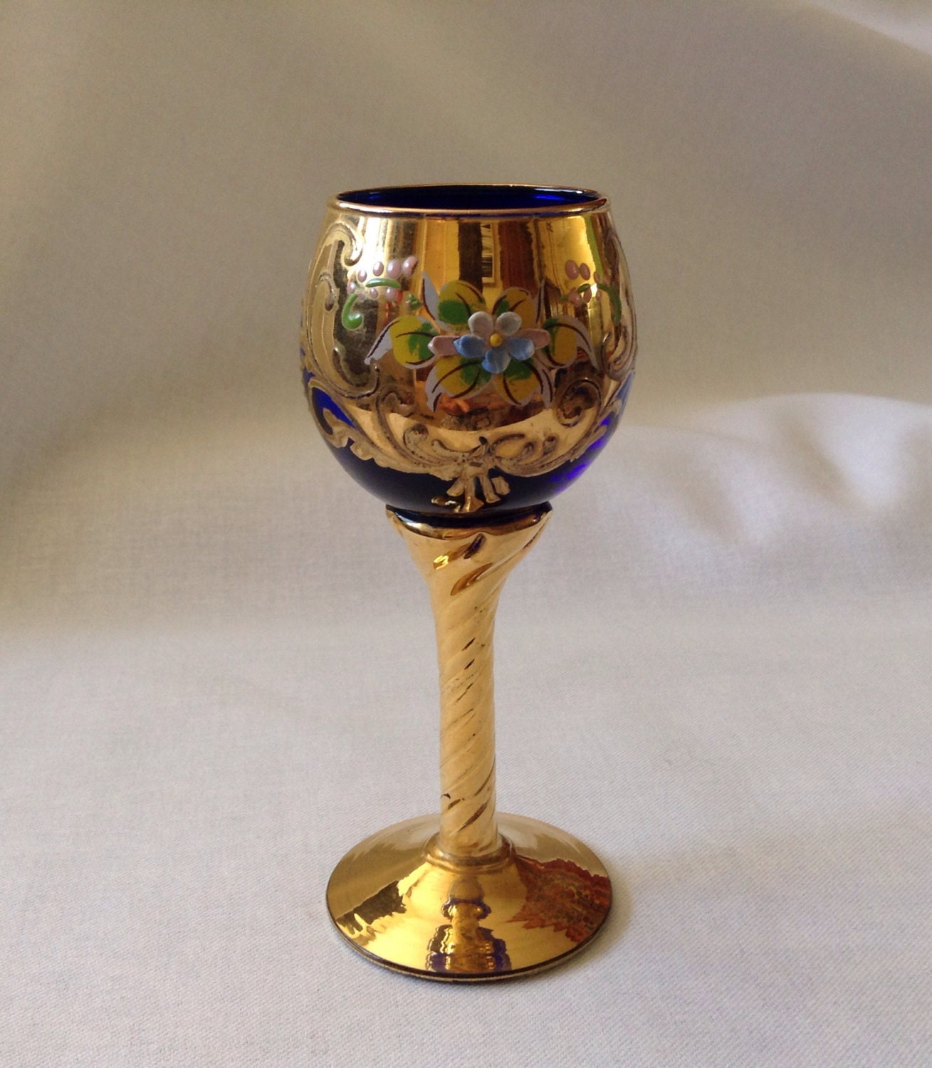 Vintage Cobalt Blue Cordial Glass