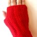 Fingerless gloves, Hand Knit mitts, mittens, wrist warmers in red color - Hand knitted Mittens