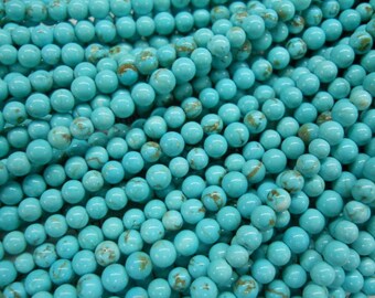 4mm turquoise round beads 15.5" long