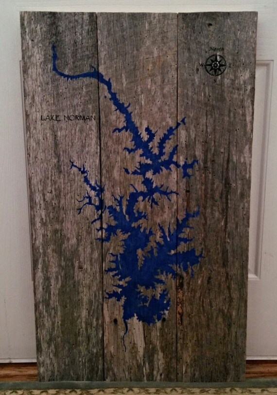 Items similar to Lake, Map, Wall Art, Home Decor, Custom Made, Barnwood