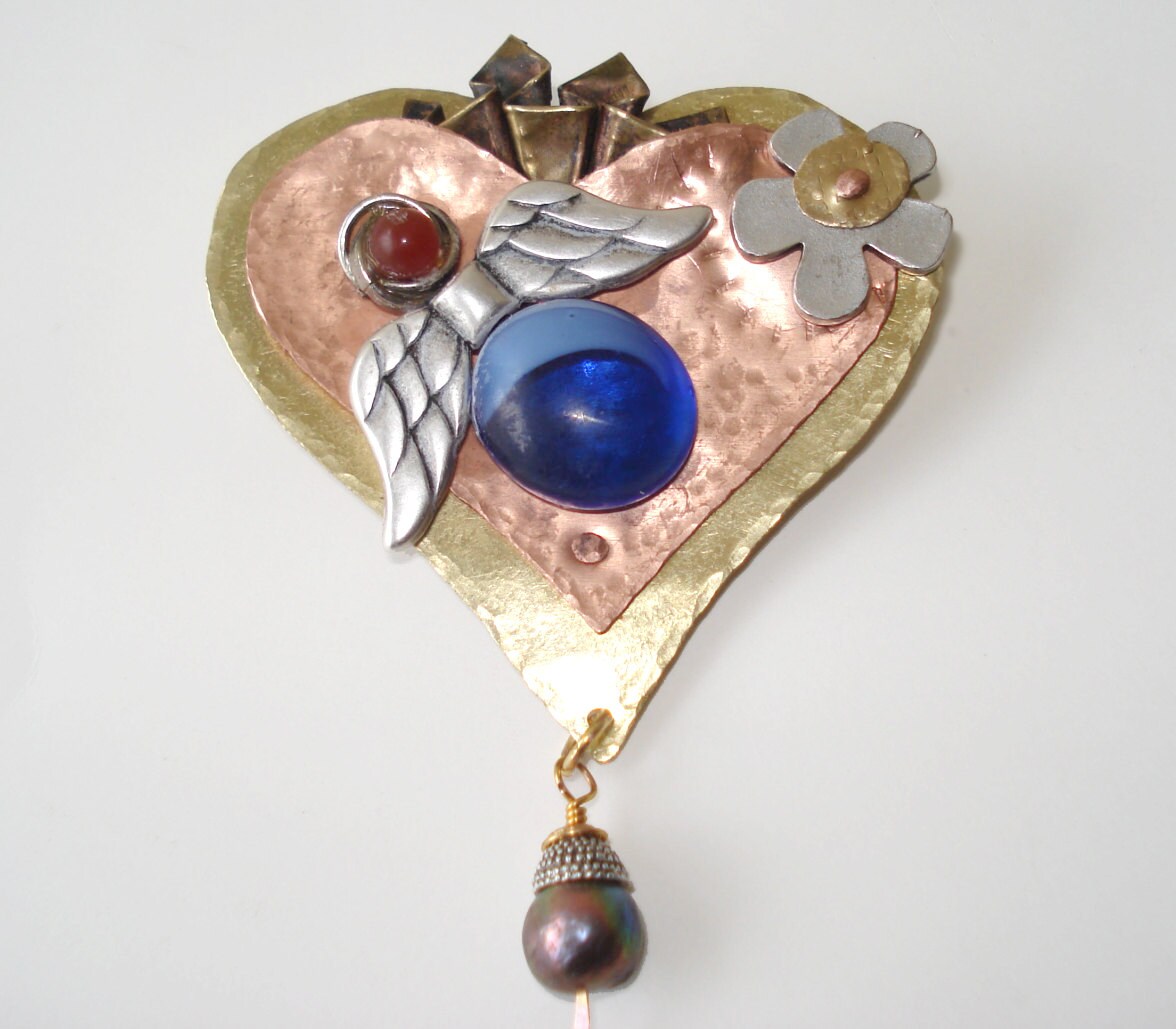 Handmade JewelryCold Connection Mixed Metal Heart