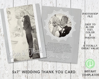 Wedding Thank You Card Template 5"x 7" Photoshop Template - C1W004