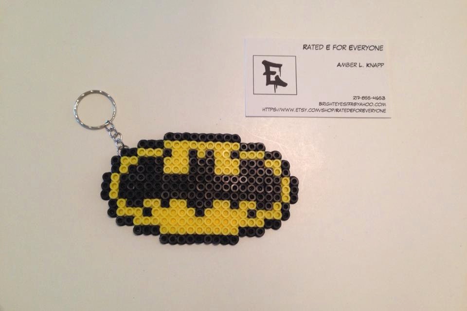 Batman logo keychain perler bead design by RatedEforEveryone