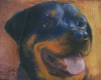 Mugshots Pet Portrait Acrylic Painting Gift for dog owner, pet lovers, rottweiler custom