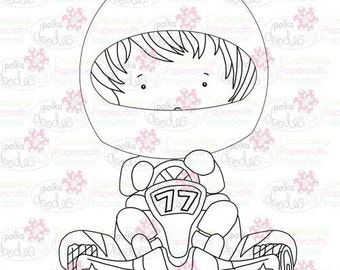 Go Kart/Racing Driver Male/Boy Digital Stamp - by Nikky Hall