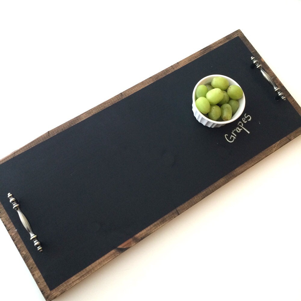 Chalkboard serving tray wood platter chalkboard by FreestyleMom