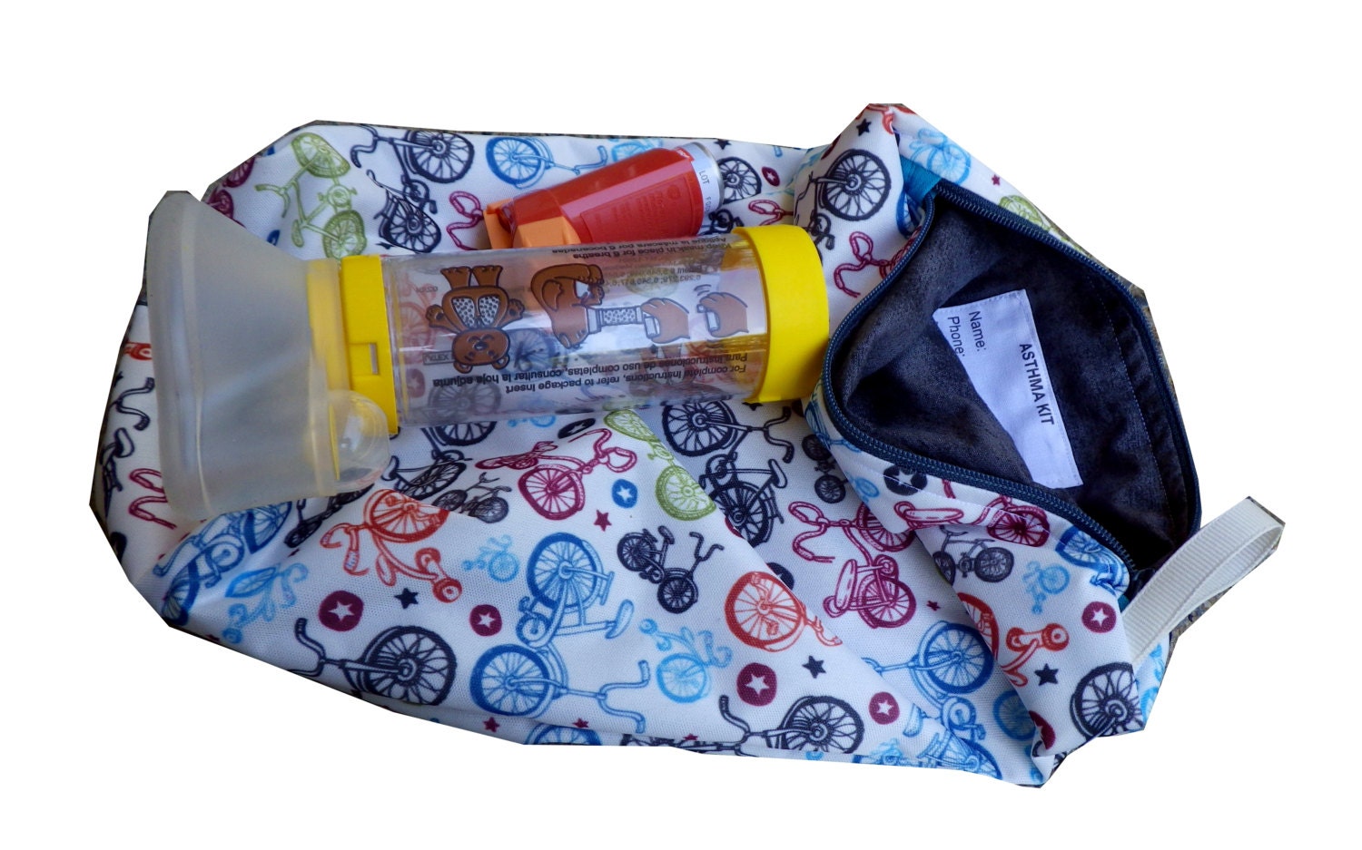 Asthma Spacer and Inhaler Travel Bag Bikes