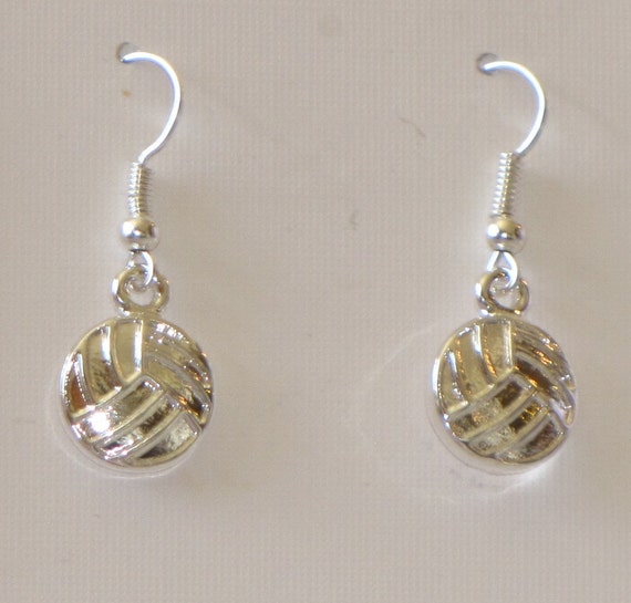 Volleyball earrings with 2D volleyball charms in silver plated