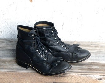 justin lace up ropers mens