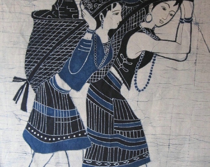 Marketing Day - Monochrome Batik Tapestry Wall Decorative Painting 35 x 33