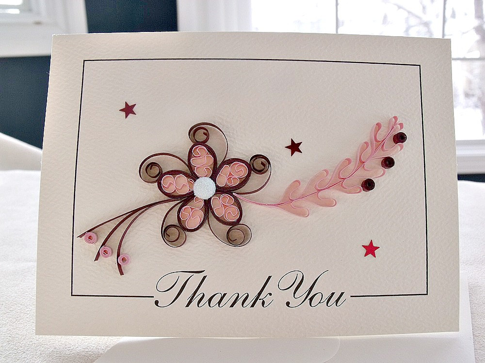 handmade paper quilled thank you card