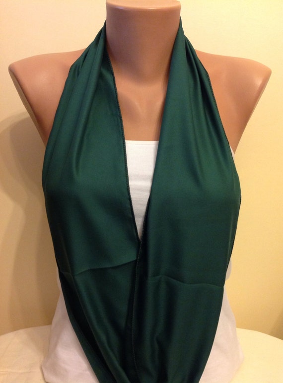 50% Discount Solid Dark Green Satin Scarf Neckerchief