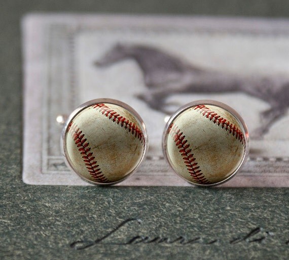 cufflinks Baseball Cuff Links sporty baseball fan by CuFFactory