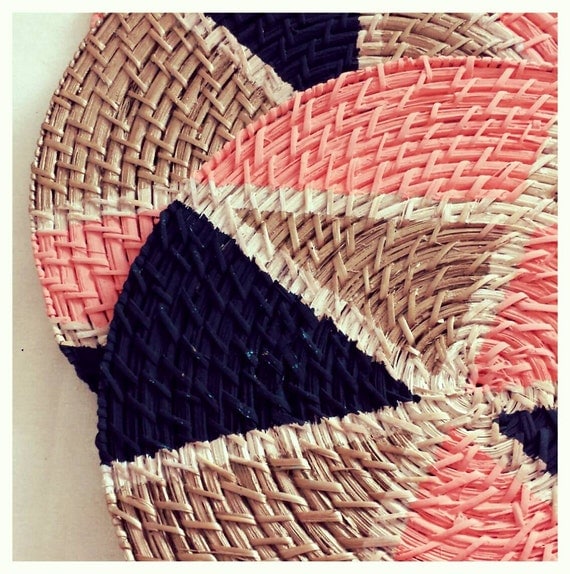 Items similar to Hand Painted Rattan Placemat (custom colour) on Etsy