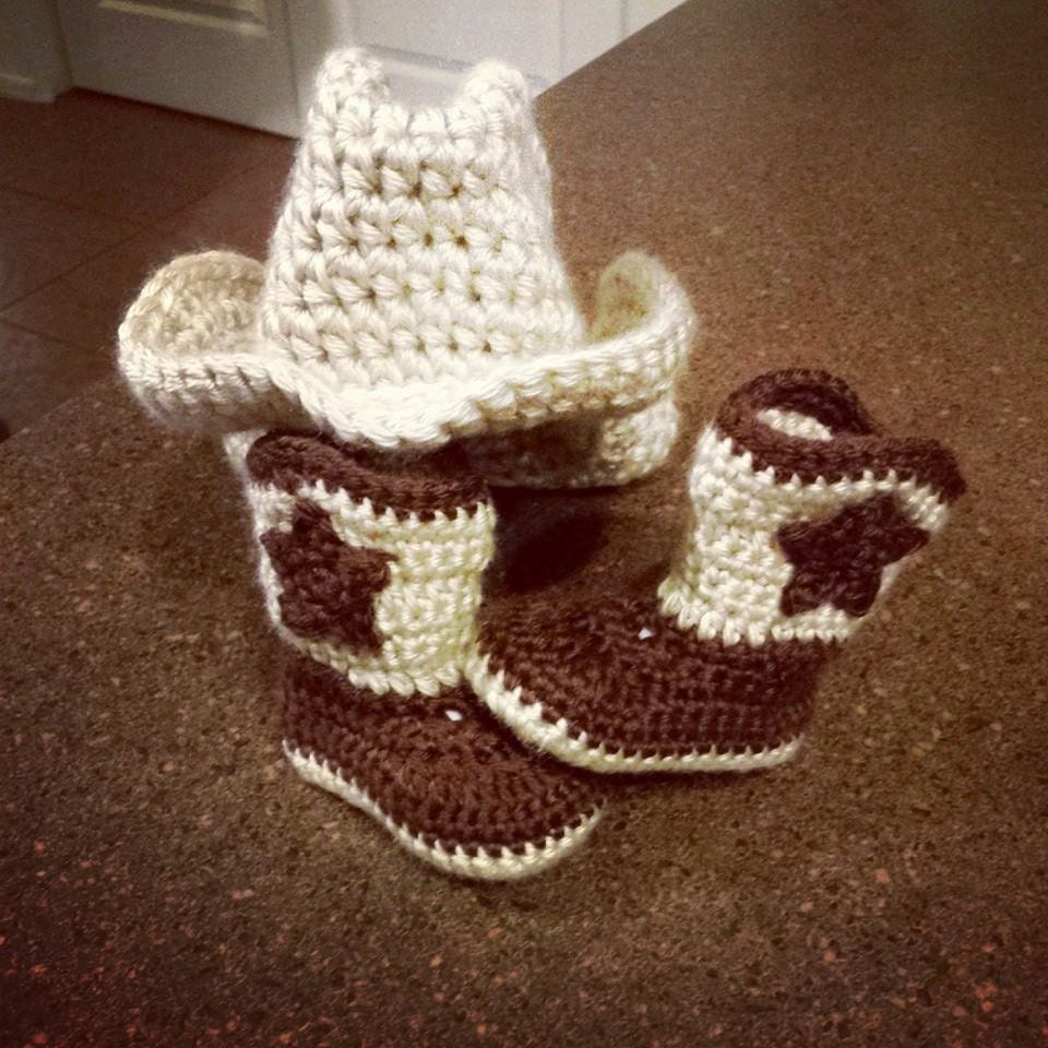 baby crochet cowboy boots crochet cowboy hat by QuteeAsAButton