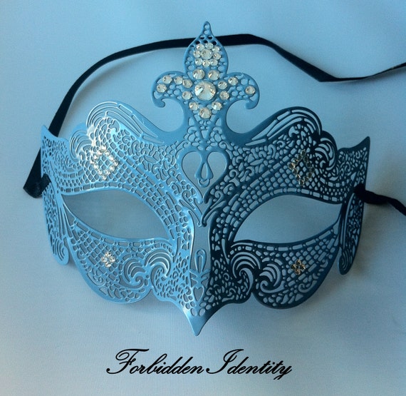 Light Blue Masquerade Mask/ Laser Cut with by ForbiddenIdentity