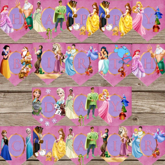 Custom Disney Princess Birthday Banner Printable banner
