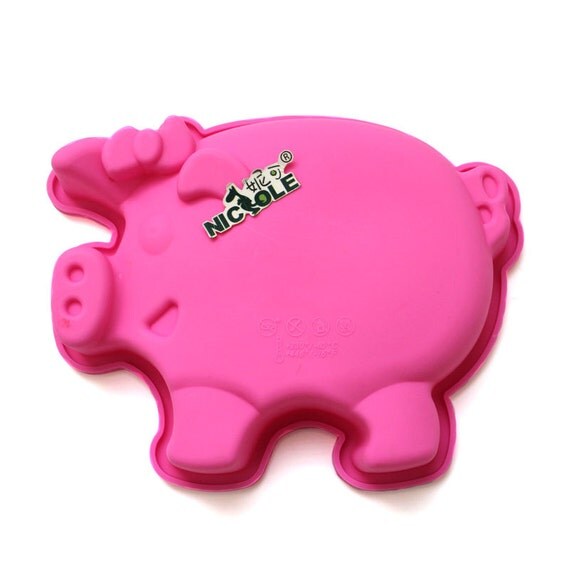 pig cake mold silicone mold handmade oven by NICOLESILICONEMOLD